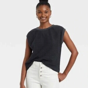 Universal Thread | Dark Gray Textured Sleeveless Sweatshirt - Size: M